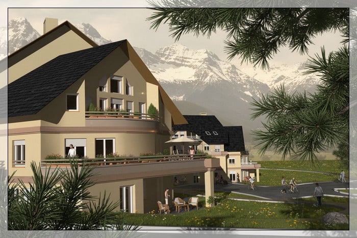 Perspective 3D d'un petit collectif vue 3