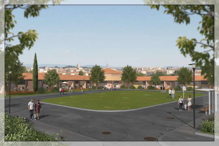 Perspective 3D maison de retraite vue 4 placette