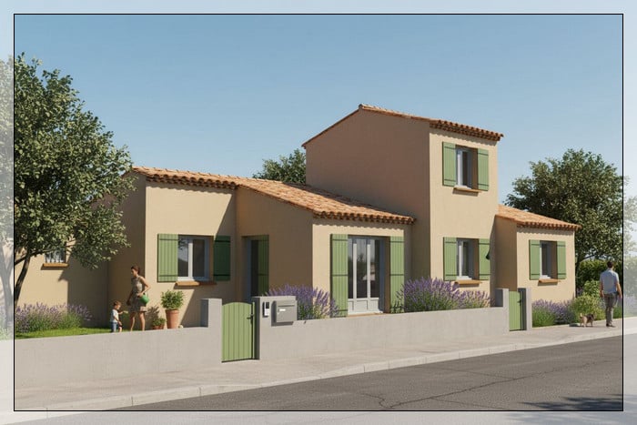 Illustration 3D couleur d'une petite villa