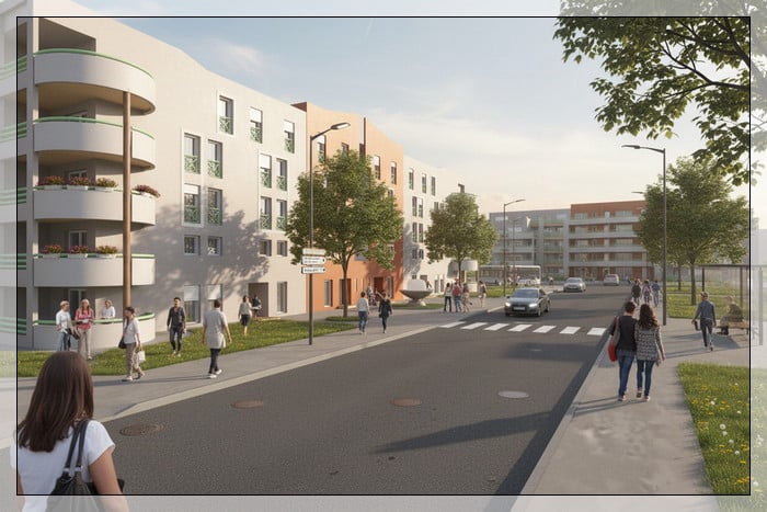 Perspective 3D petit immeuble collectif vue 1